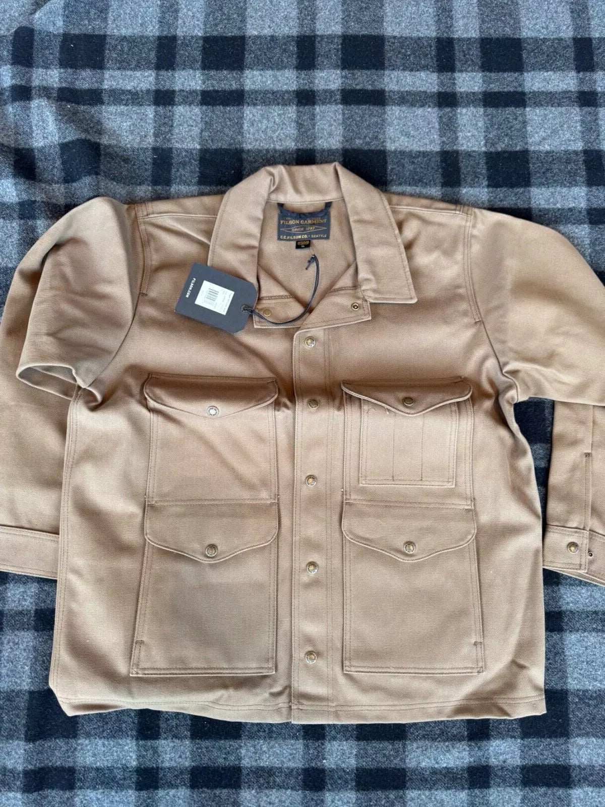 FILSON Rugged Twill Cruiser Heavy Cotton Jacket USA Made XL Sepia New 20264530