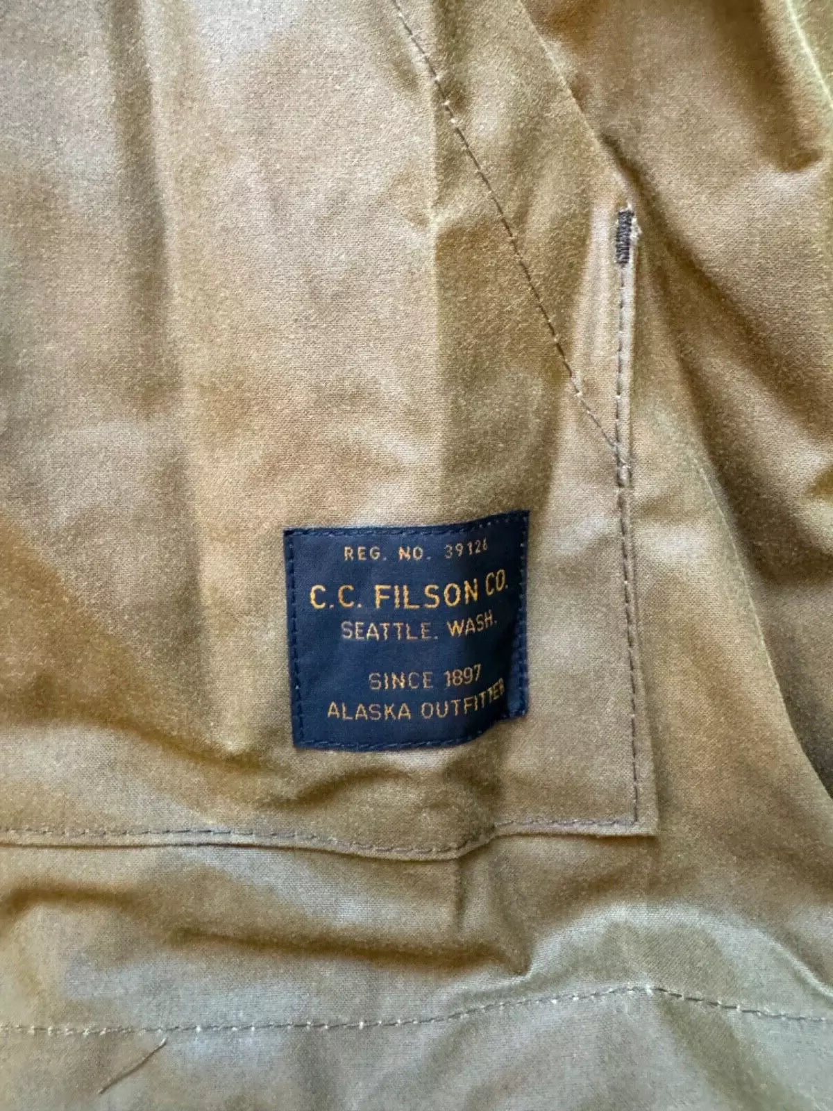 Filson Shelter Cloth Waxed Anorak 20264533 USA Medium Dark Tan Khaki Pullover