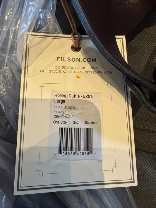 NWT Filson Filson XL Rugged Twill Rolling Duffle Bag Otter Green Rare 11070376