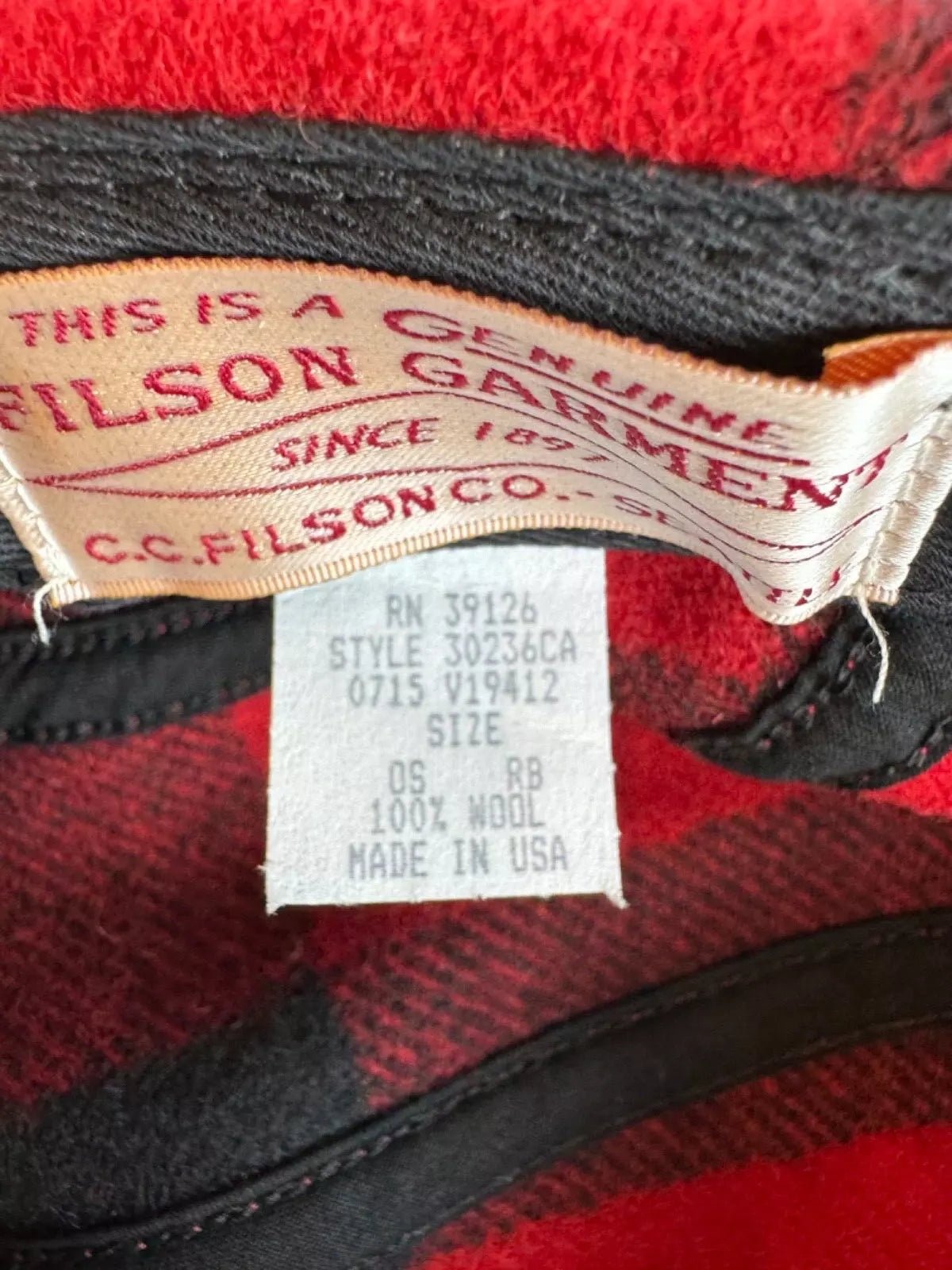 FILSON 5 Panel Mackinaw Wool Cap Red Black Rare New with Tags MADE IN USA 30236640135
