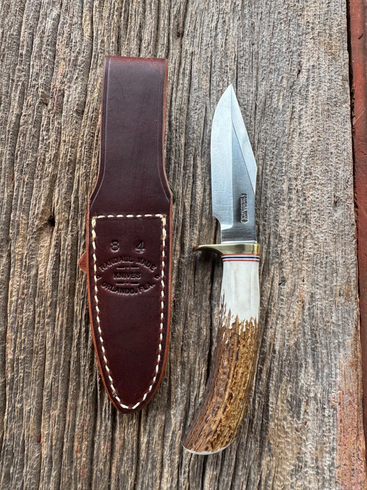 Randall Knife Model 8-4 New Catalog Old Style Trout & Bird Carbon & Stag