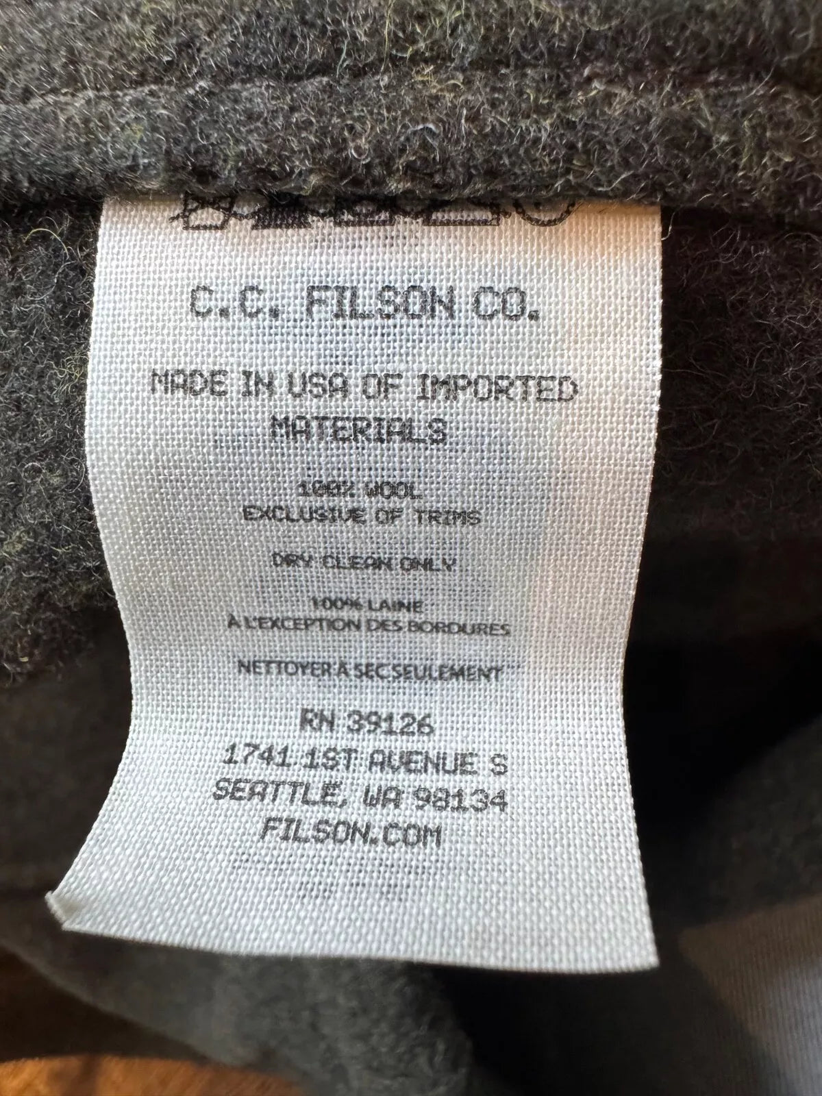 Rare Filson Mackinaw Wool Anorak XL 20263386 MADE IN USA Forest Green Hoodie