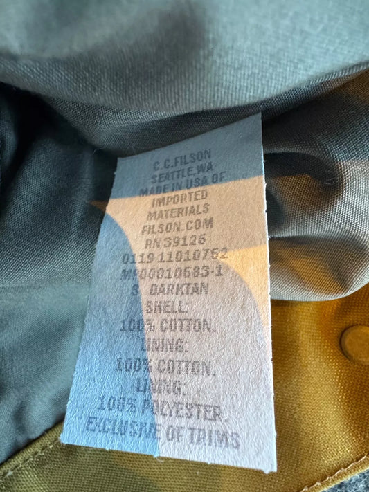 NWT Rare Filson Tin Cloth Short Lined Cruiser | Small| Made in USA | Dark Tan 11010762