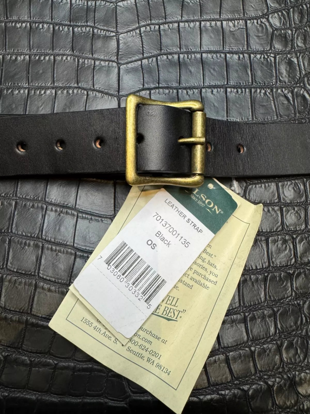 Filson Leather Shoulder Strap MADE IN USA Black Bridle Brass Adjustable Vintage 70137001135