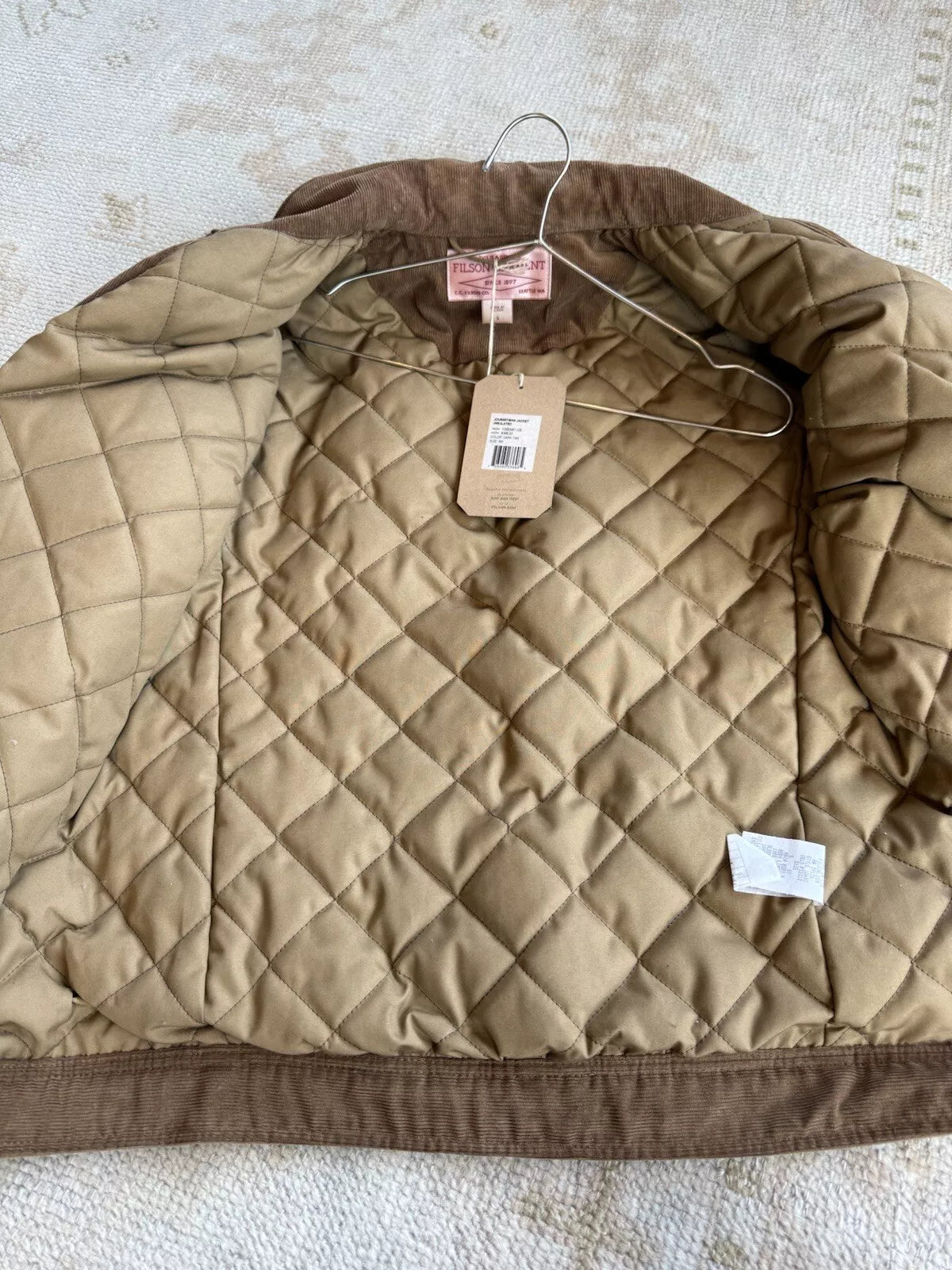 Rare Filson Insulated Journeyman Jacket Tin Cloth Dark Tan USA Small Brand New -10653251102