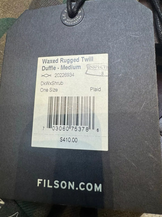 Rare Filson Dark Wax Shrub Duffle Duffel Bag NWT Made in USA -20226934