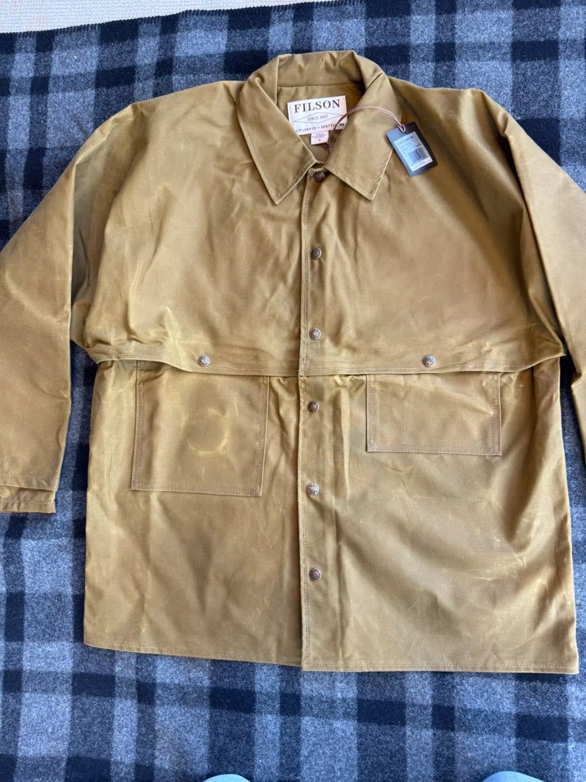 Filson Double Logger XL Coat 11010009 MADE IN USA Dark Tan Khaki Waxed Brand New