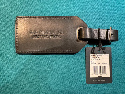 FILSON Dawson Leather LUGGAGE TAG Black Rare New with Tags Original Box 20154379