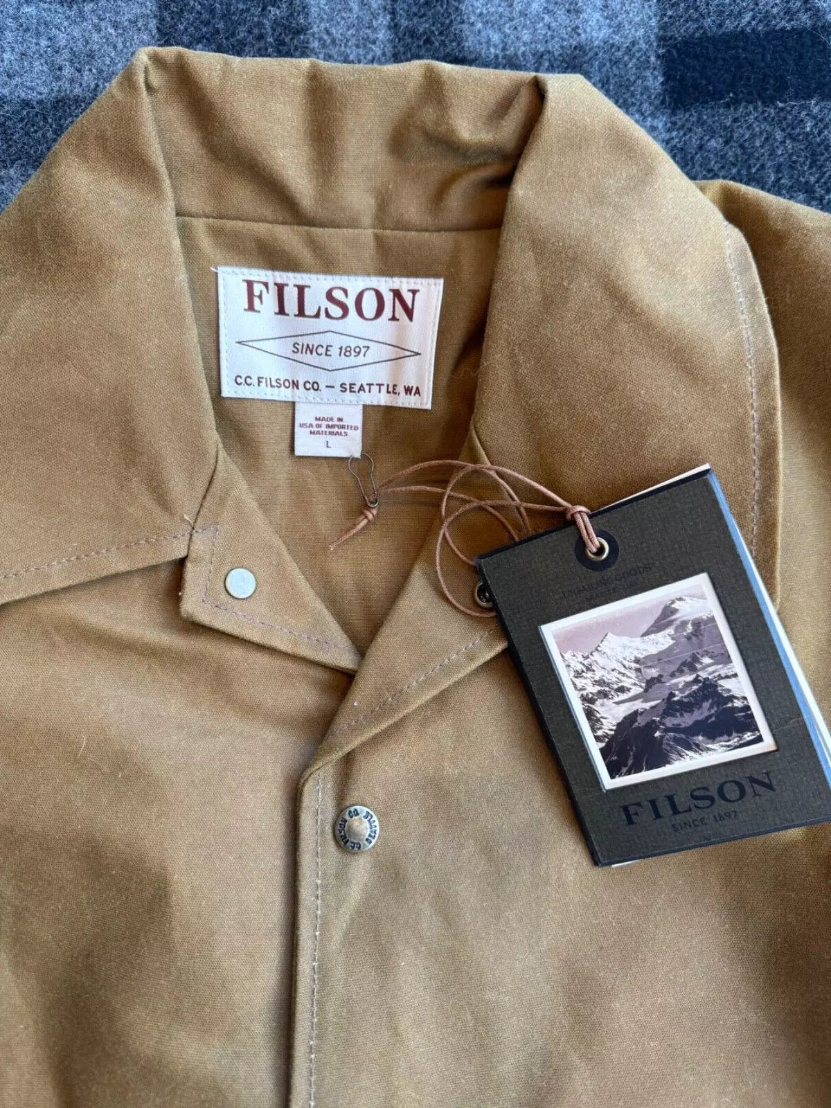 Filson Double Logger L Coat 11010009 MADE IN USA Dark Tan Khaki Waxed Brand New