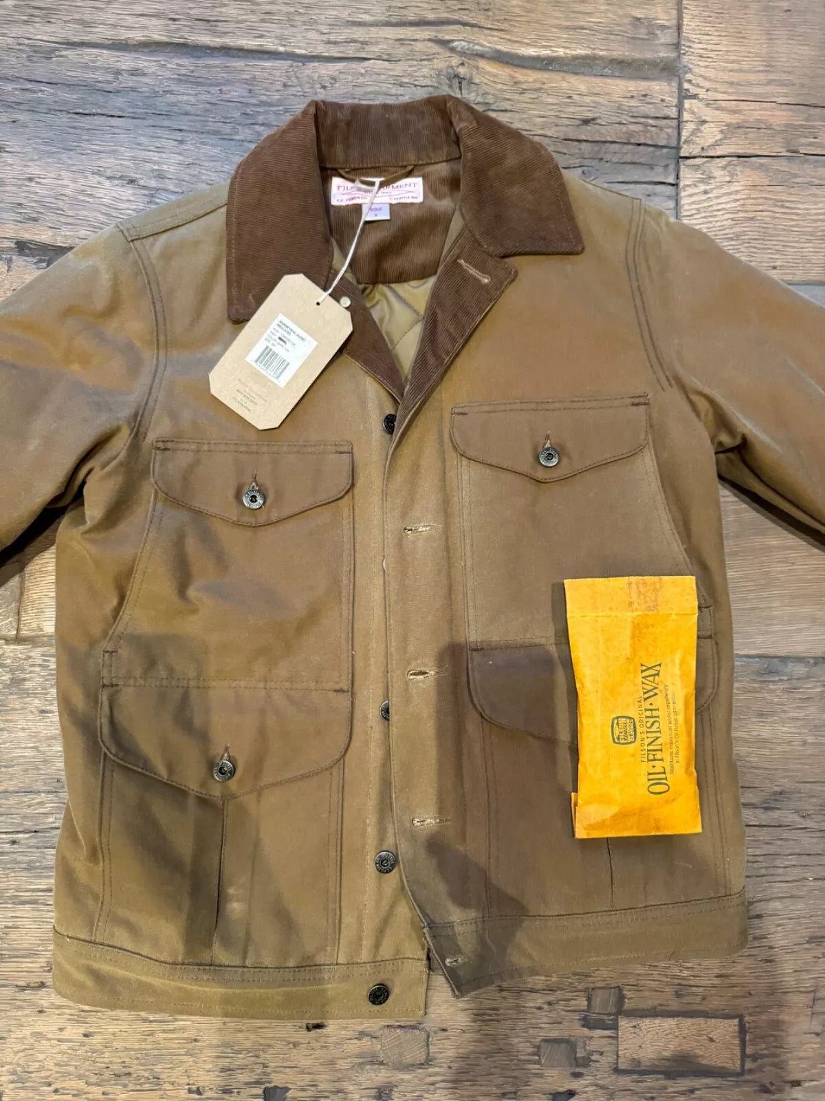 Rare Filson Insulated Journeyman Jacket Tin Cloth Dark Tan USA Small Brand New -10653251102