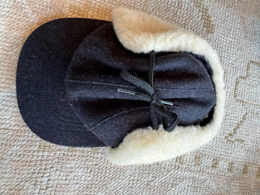 Filson Double Mackinaw Wool Cap Shearling Ear Flaps Charcoal New with Tags M USA