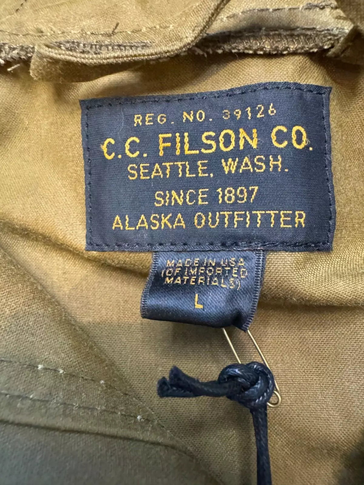 Filson Shelter Cloth Waxed Anorak 20264533 USA Large Dark Tan Khaki Pullover
