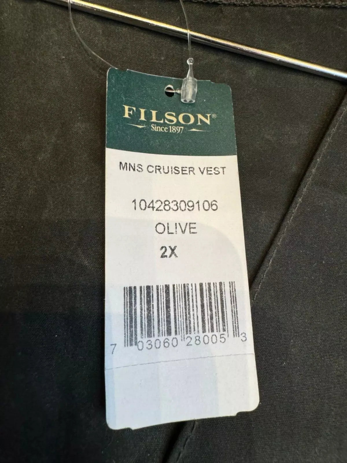 Filson Soy Wax Cruiser Vest | XXL | Olive Discontinued | New Tags Made in USA