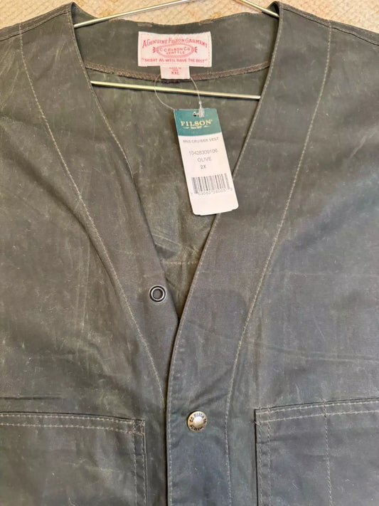 Filson Soy Wax Cruiser Vest | XXL | Olive Discontinued | New Tags Made in USA