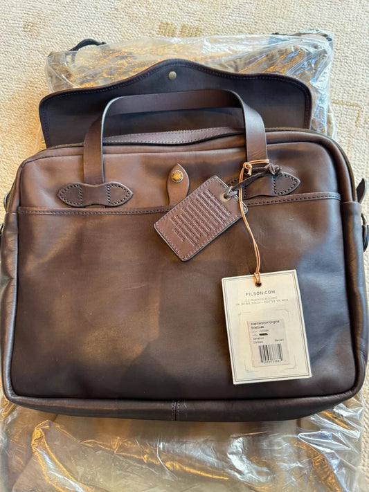 Grail Filson Weatherproof Briefcase in Sierra Brown Leather New with Tags Rare 11070394