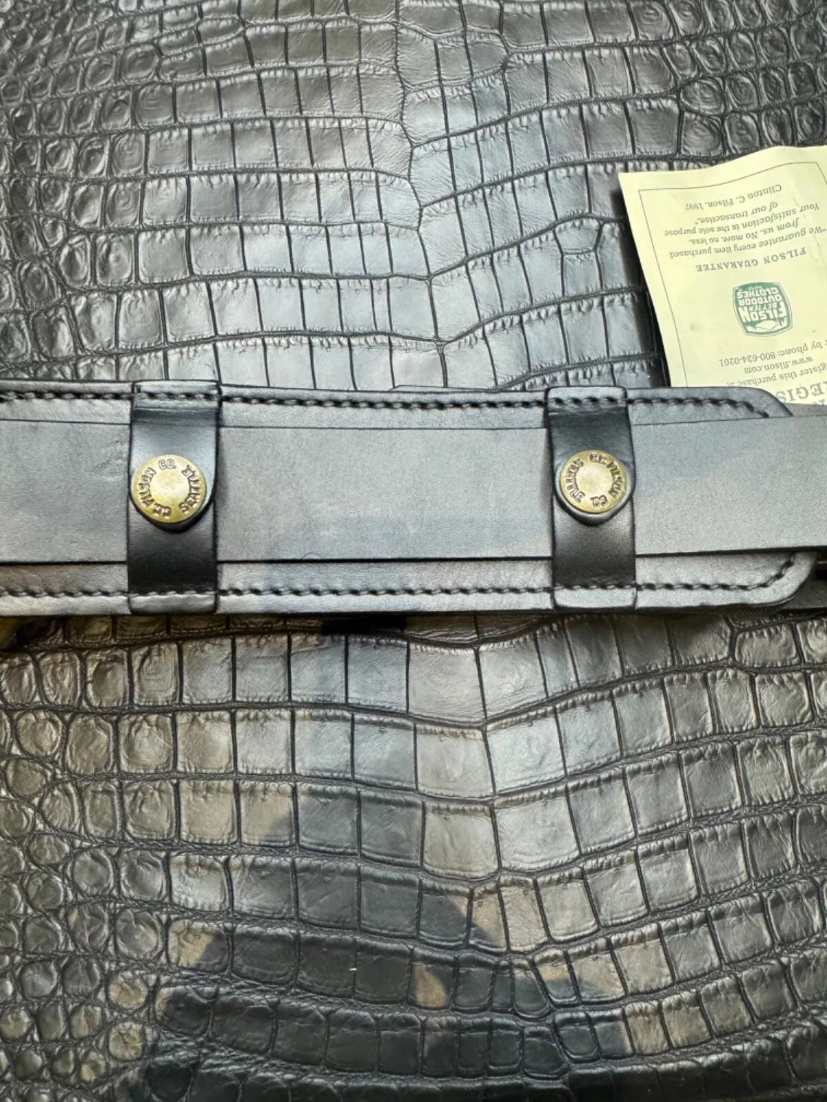 Filson Leather Shoulder Strap MADE IN USA Black Bridle Brass Adjustable Vintage 70137001135