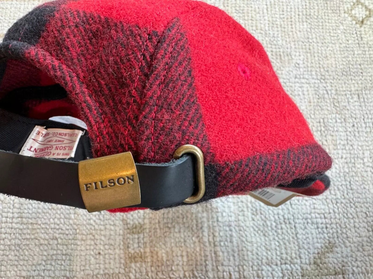 FILSON 5 Panel Mackinaw Wool Cap Red Black Rare New with Tags MADE IN USA 30236640135