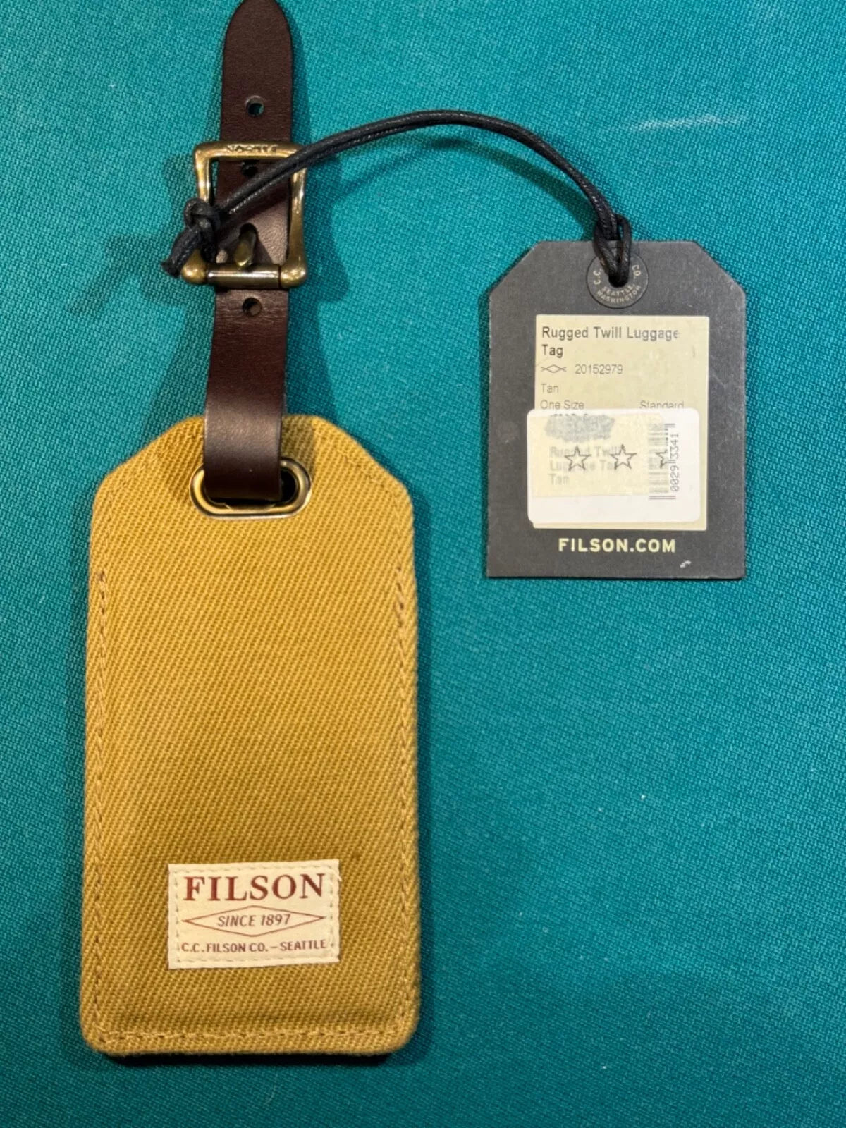FILSON RUGGED TWILL LUGGAGE TAG Tan Rare New with Tags 20152979 Mint
