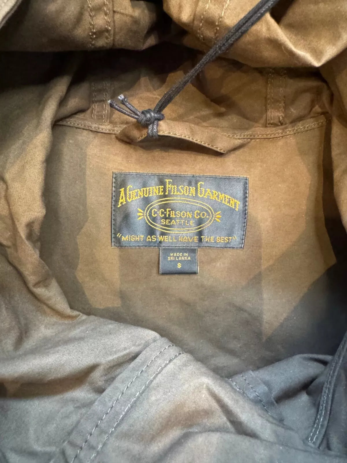 Filson Ranger Anorak 20248770 New Olive Drab Waxed Dark Pullover Size Small 20248770
