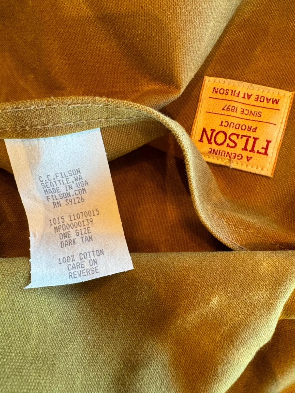 Filson Vintage Made in USA Tin Cloth Medium Duffle Bag 11070015