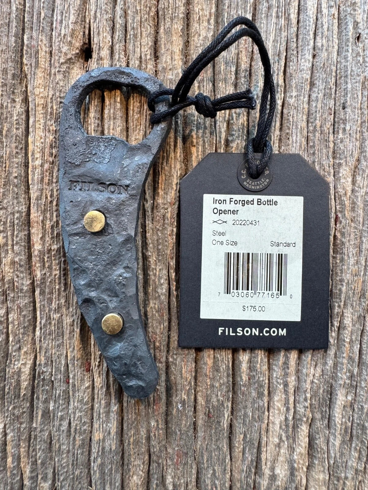 NWT Filson Hand Forged Iron Bottle Opener Made in Texas New and Unused