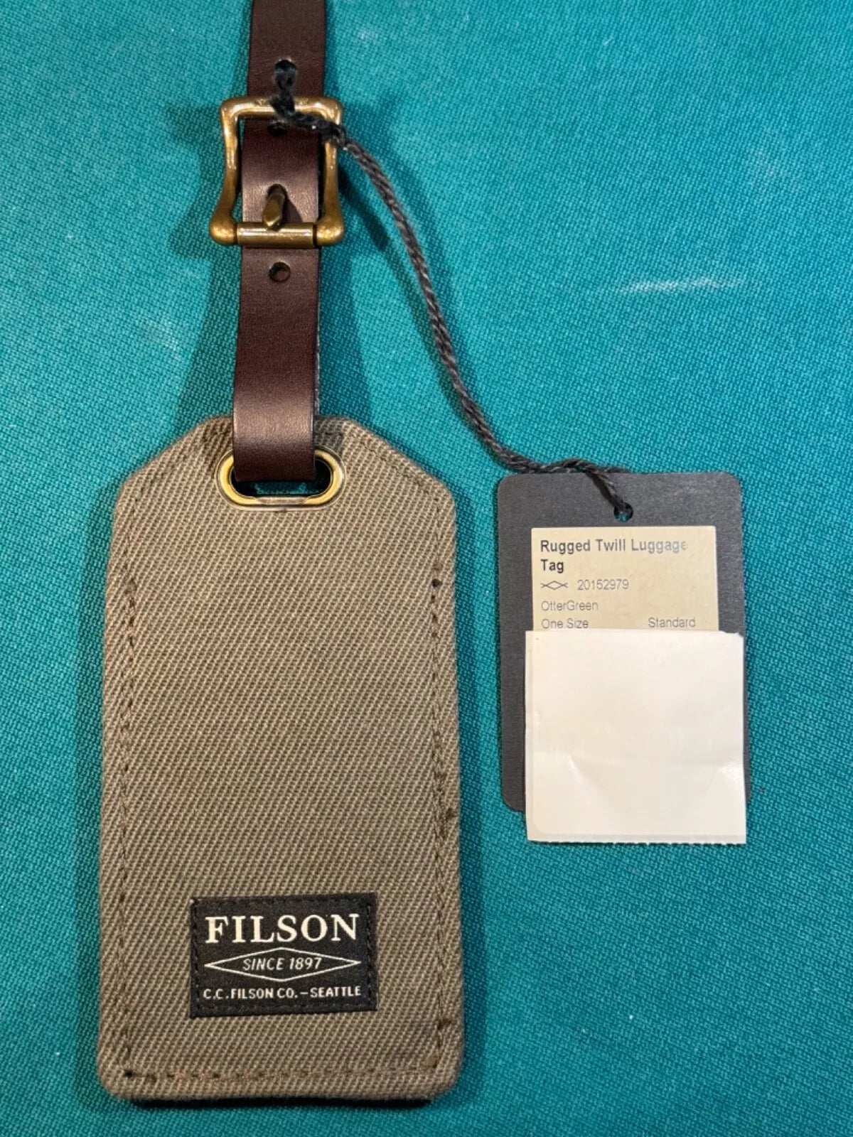 FILSON RUGGED TWILL LUGGAGE TAG Otter Green Rare New with Tags 20152979 Mint