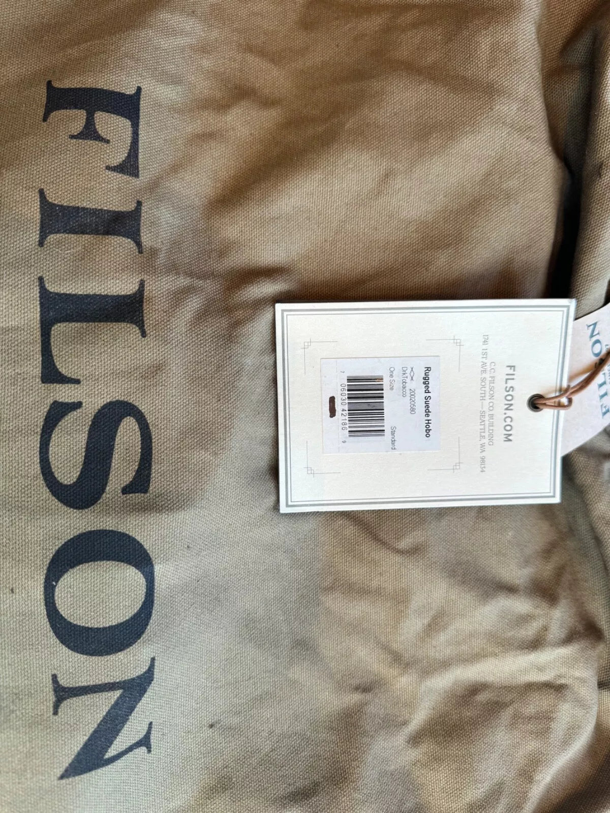 FILSON RUGGED SUEDE HOBO DARK TOBACCO NWT RARE USA MADE LONG GONE!! -20020580