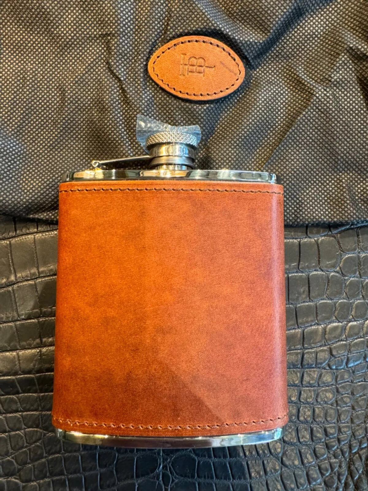 Tom Beckbe Tan Leather Stainless Steel 6OZ Flask New in Box Filson
