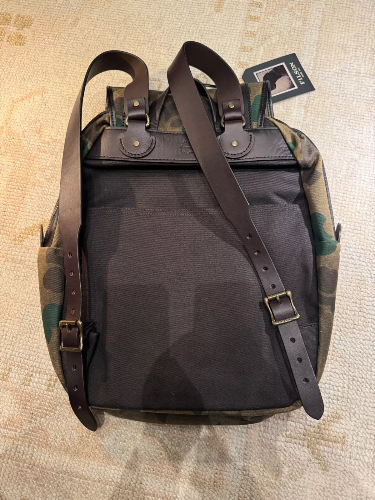 FILSON LARGE WAXED RUGGED TWILL RUCKSACK BACKPACK DARK WAX SHRUB CAMO - NWT USA