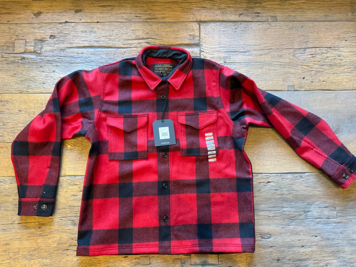 Filson Mackinaw Wool Jac Shirt Red Black - Mens XL - New - Made In USA - Limited