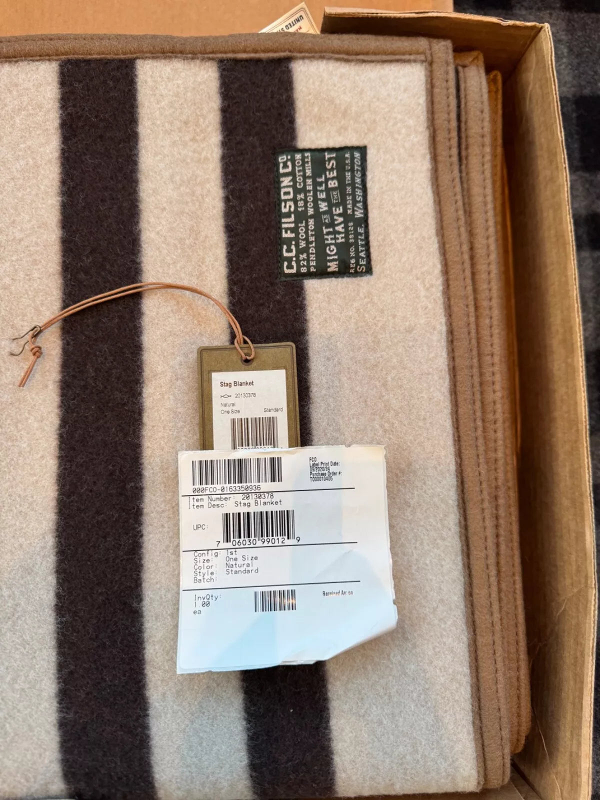 New NWT USA MADE Filson Pendleton 1st Wool Blanket Stag 80 by 64, 20130378