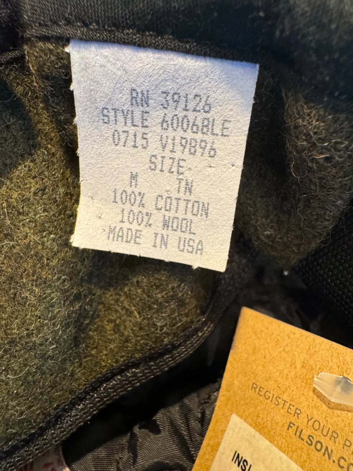 Filson Insulated Tin Cloth Cap USA M Medium Dark Tan Vintage New with Tags 60068242103