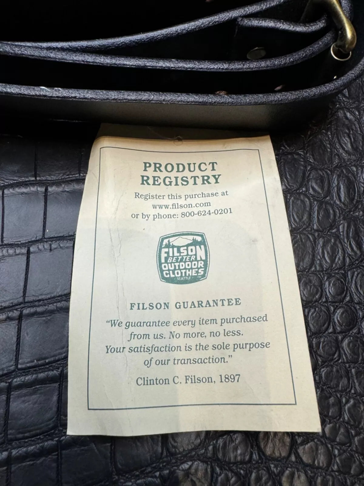 Filson Leather Shoulder Strap MADE IN USA Black Bridle Brass Adjustable Vintage 70137001135