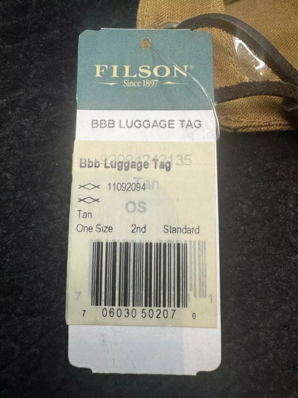 New with Tags Filson Tin Luggage Tag in Tin cloth with Clear window 11092094 2nd