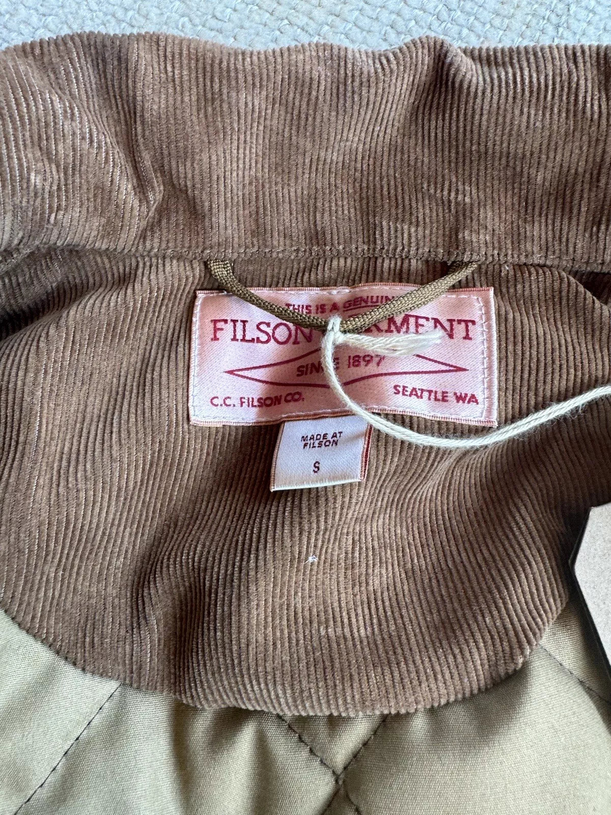 Rare Filson Insulated Journeyman Jacket Tin Cloth Dark Tan USA Small Brand New -10653251102