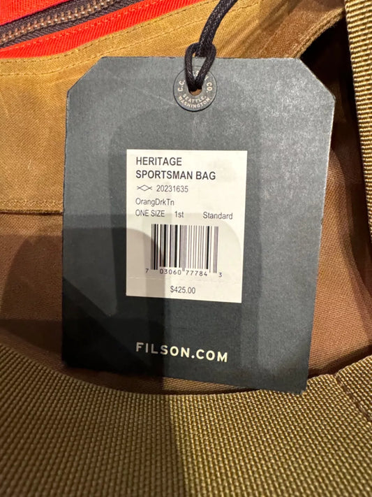 New Unused Filson Heritage Sportsman Bag Orange and Dark Tan Imported 20231635