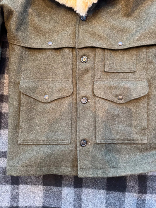 RARE 2021 FILSON LINED MACKINAW WOOL PACKER COAT FOREST GREEN SMALL # 20018829