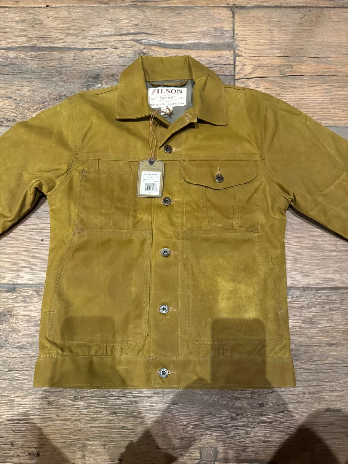 Rare Filson Tin Cloth Short Lined Cruiser | Extra Small Made in USA | Dark Tan 11010762