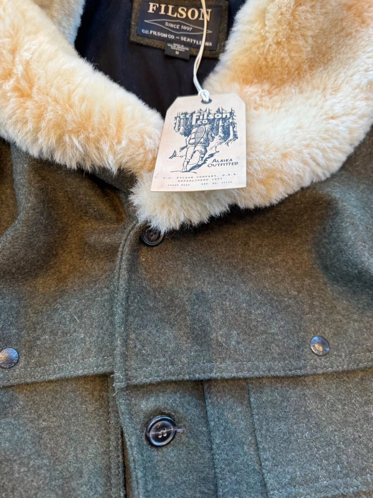 NWT 2021 FILSON LINED MACKINAW WOOL PACKER COAT FOREST GREEN MEDIUM # 20018829