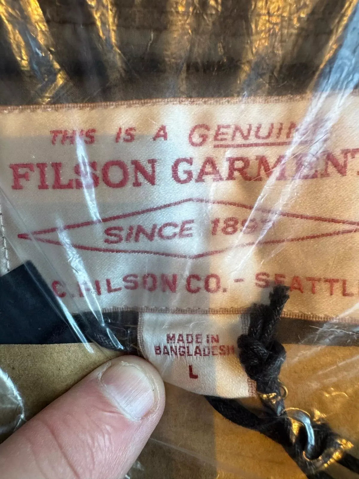 NWT in plastic Filson TIN CLOTH PRIMALOFT® JACKET DARK TAN XL NWT