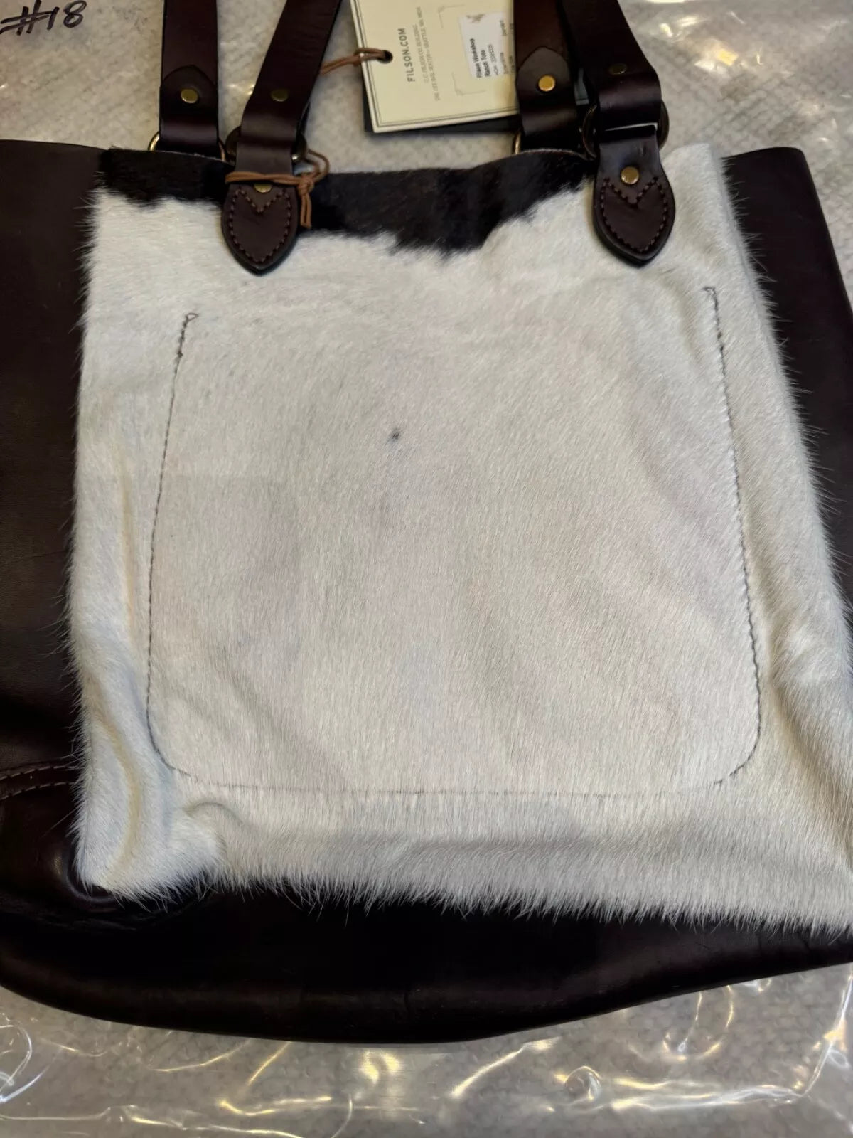 Filson Workshop Ranch Tote 20085335 - RARE - Cowhide Bridle Leather White Cow CC 20085335