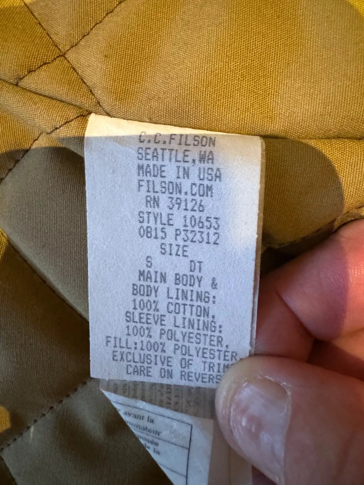 Rare Filson Insulated Journeyman Jacket Tin Cloth Dark Tan USA Small Brand New -10653251102