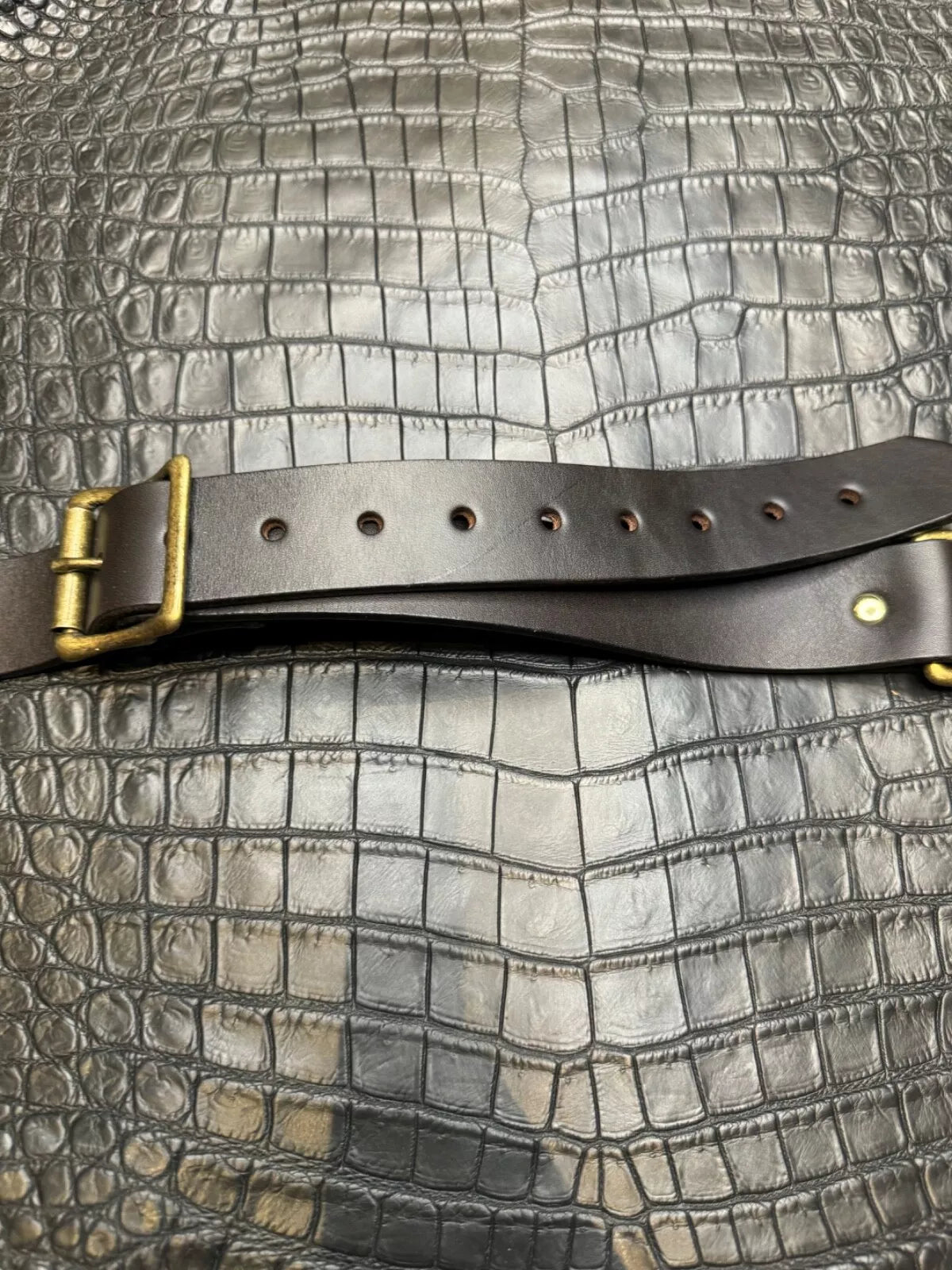 Filson Leather Shoulder Strap MADE IN USA Brown Bridle Brass Adjustable Vintage 70137200135