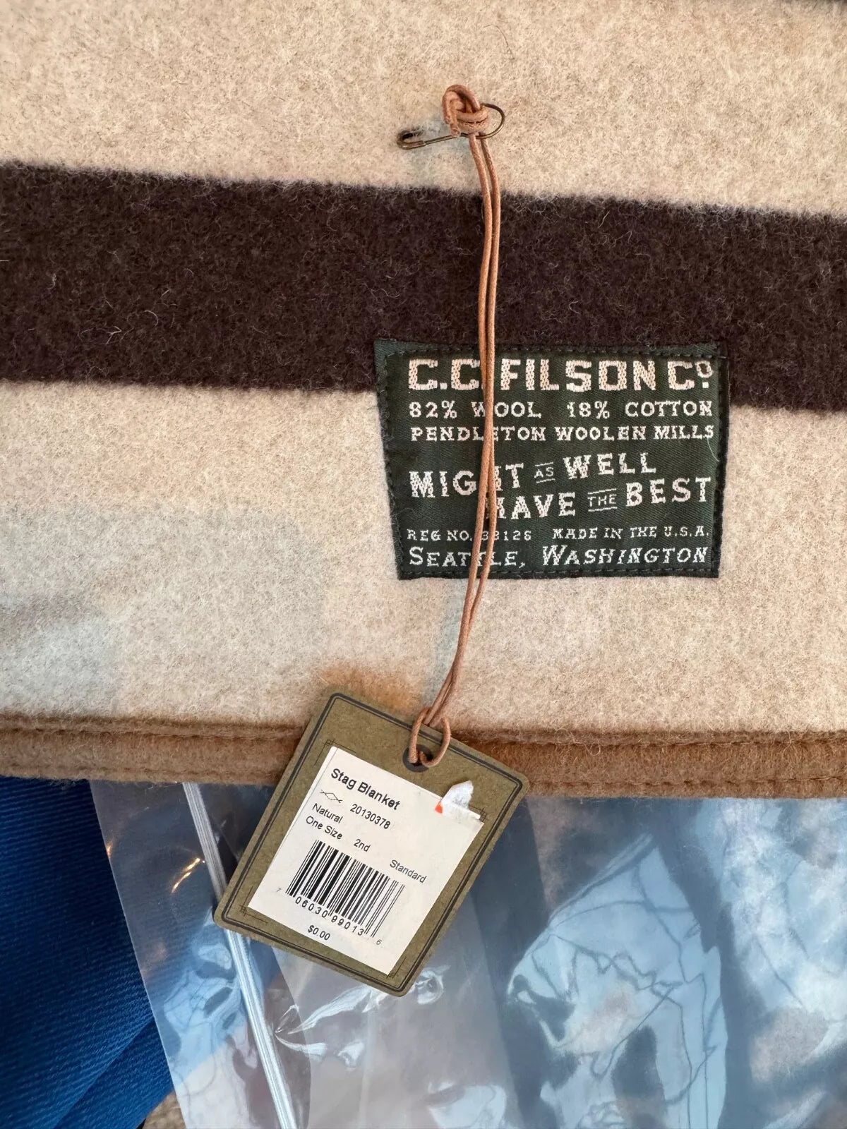 New NWT USA MADE Filson Pendleton 1st Wool Blanket Stag 80 by 64, 20130378