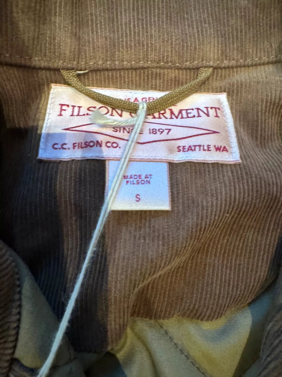 Rare Filson Insulated Journeyman Jacket Tin Cloth Dark Tan USA Small Brand New -10653251102