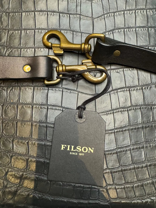 Filson Leather Shoulder Strap NWT USA USA Black Bridle Brass Adjustable 20049230