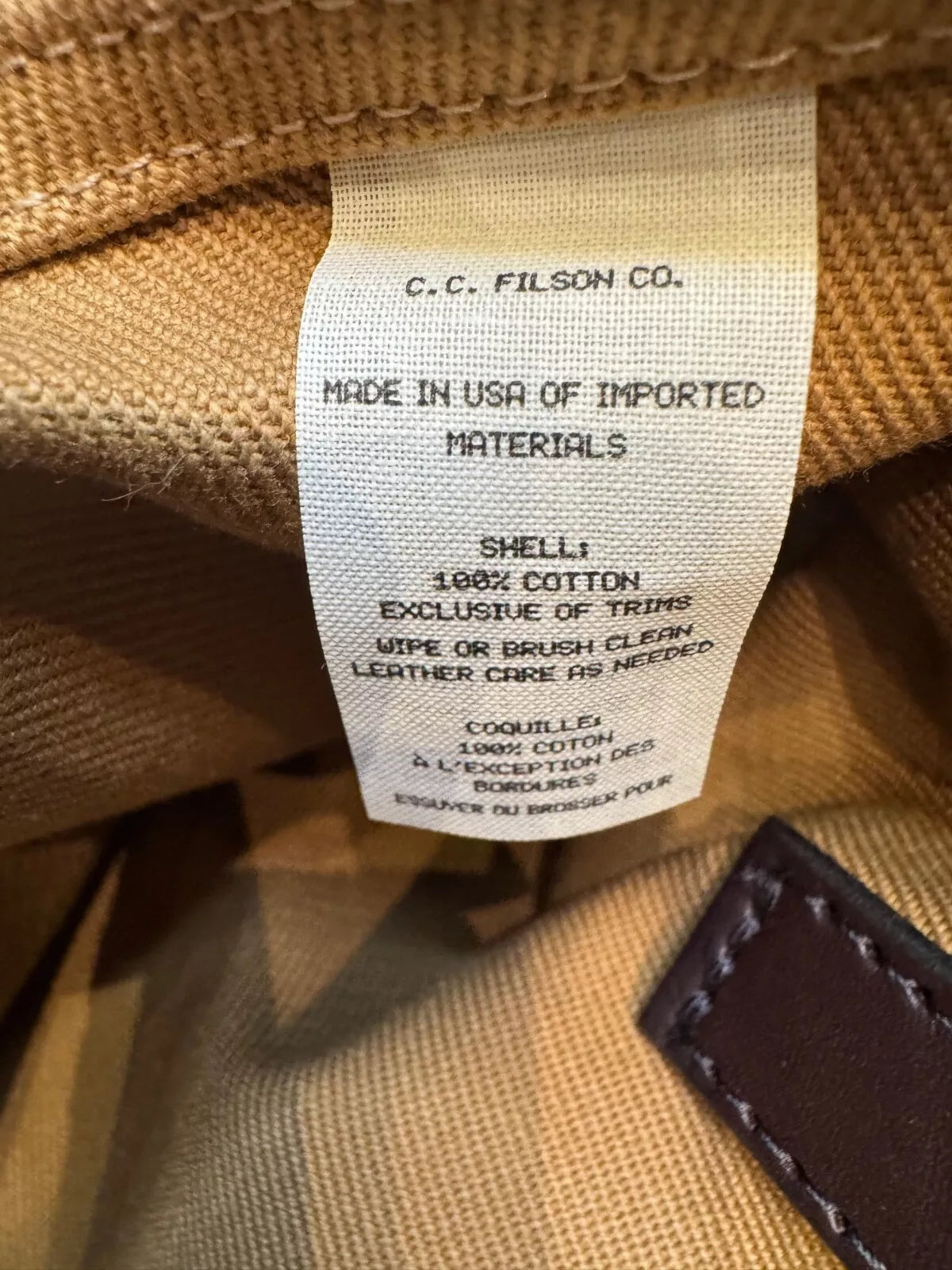 FILSON RUGGED TWILL TOTE BAG WITH ZIPPER TAN NWT WITHOUT KEY CLIP 11070261