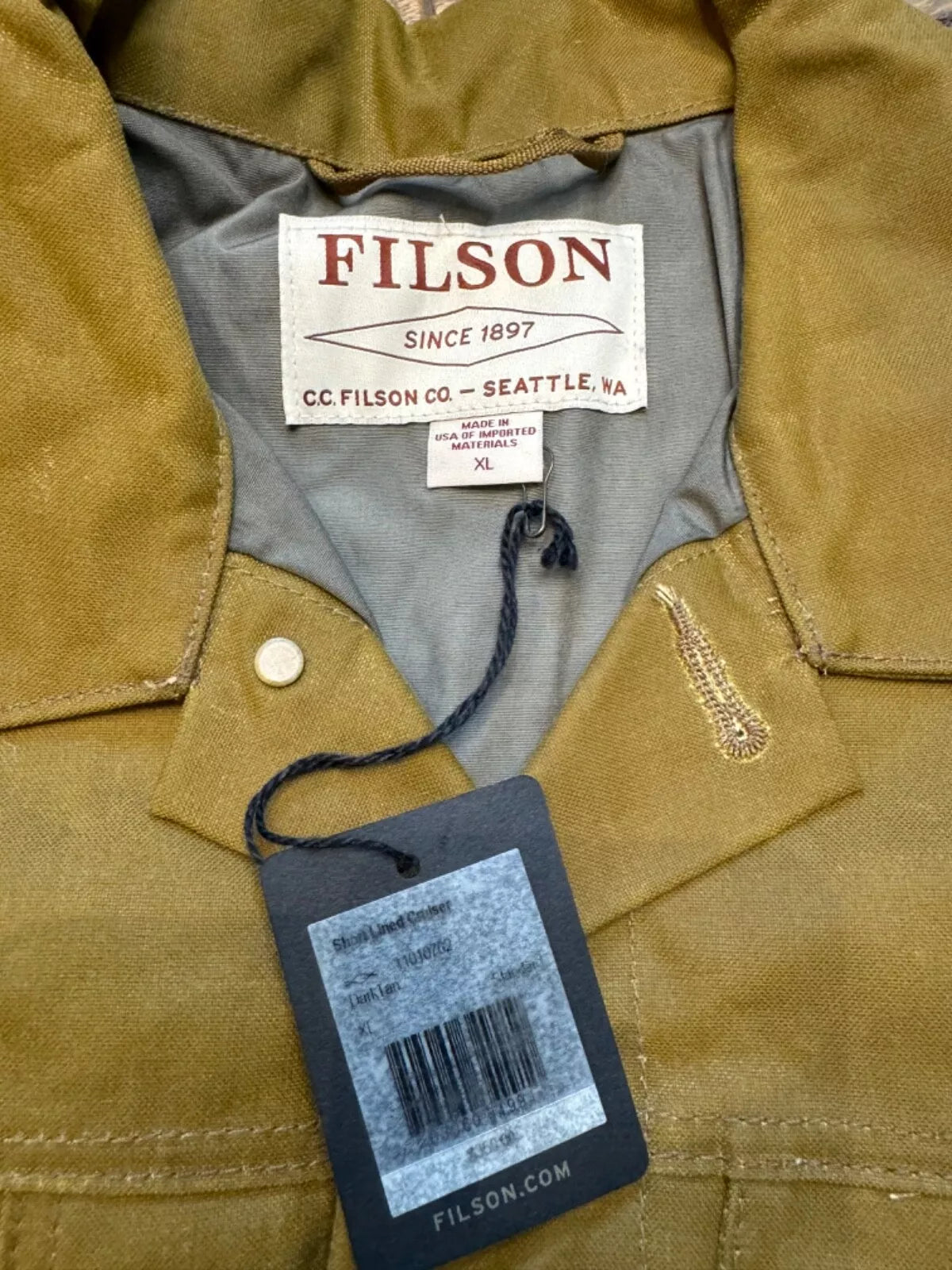 Rare NWT Filson Tin Cloth Short Lined Cruiser X Large USA Made Dark Tan 11010762