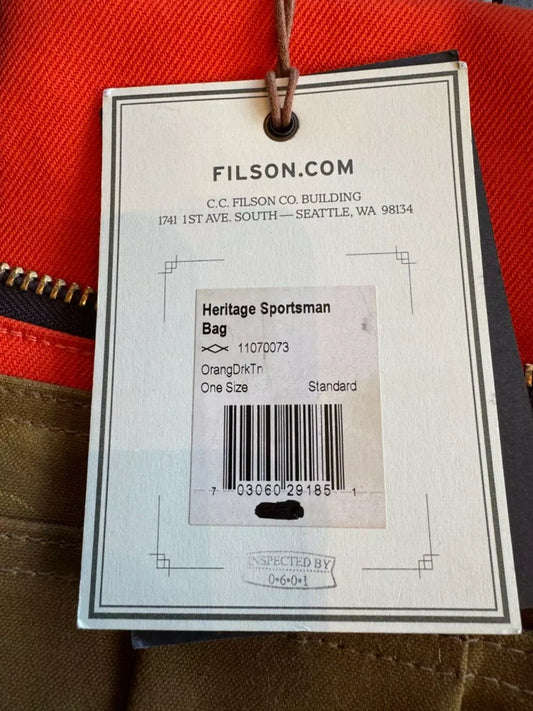 New Unused USA MADE Filson Heritage Sportsman Bag Orange and Dark Tan -11070073