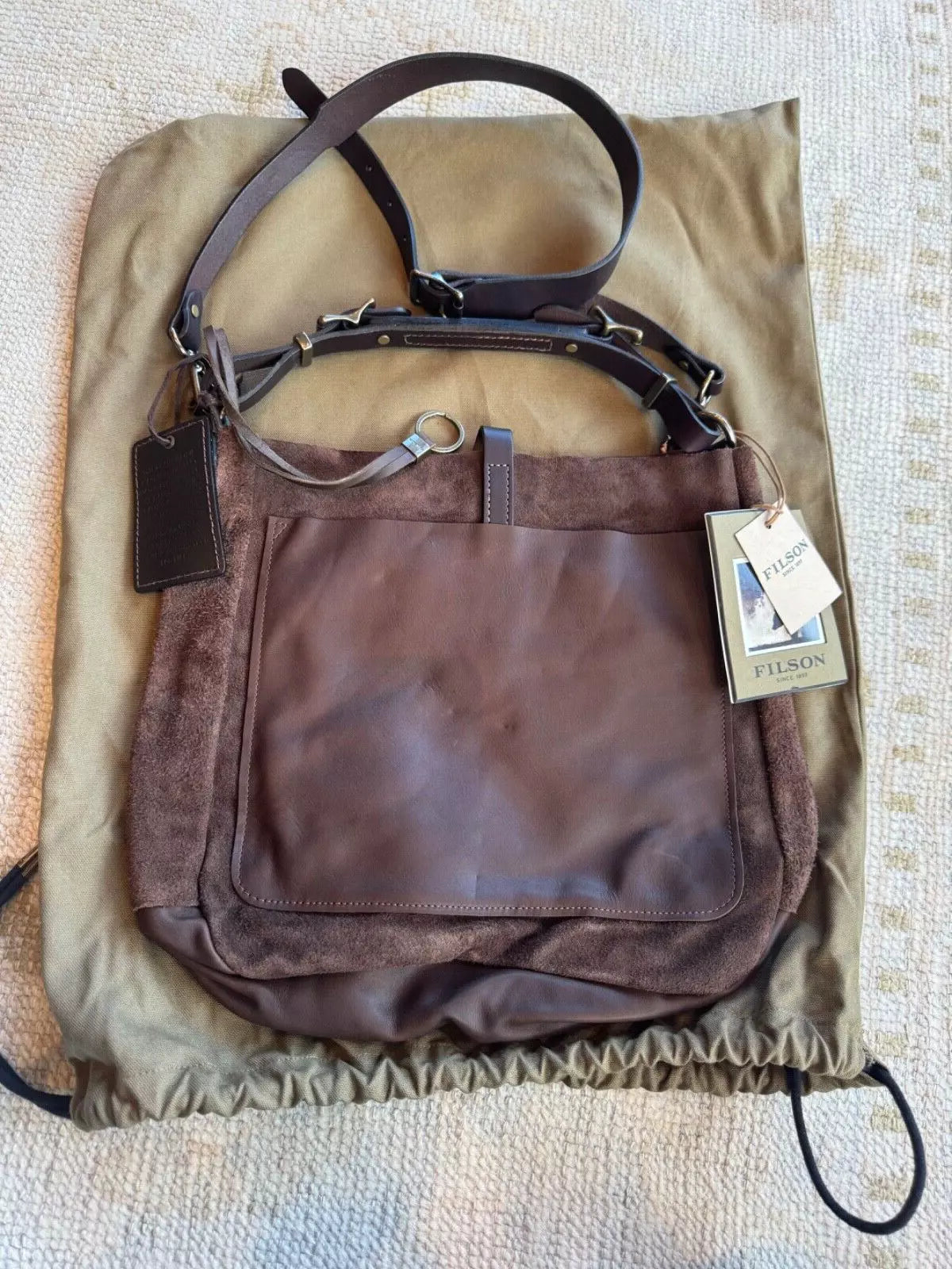 FILSON RUGGED SUEDE HOBO DARK TOBACCO NWT RARE USA MADE LONG GONE!! -20020580